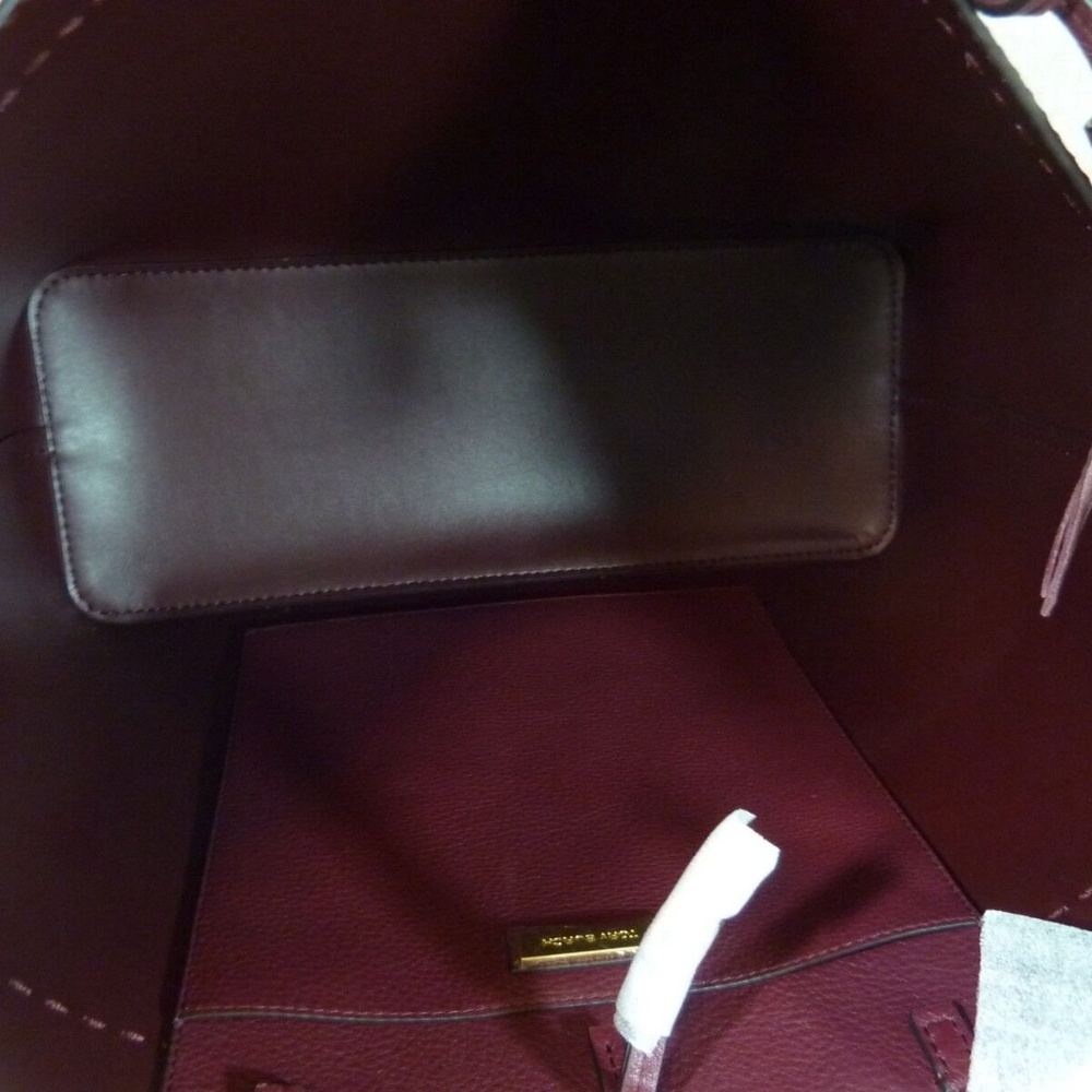 NEW Tory Burch Mcgraw Port/Imperial Garnet Burgundy Leather Large Tote Bag - Picture 8 of 13